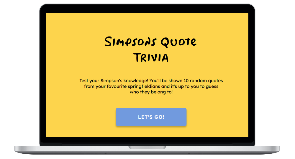 Simpsons Quote Triva app mock up